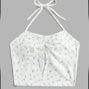 Ditsy Floral Ruched Halter Top